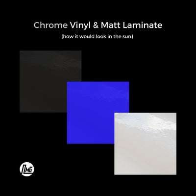 Chrome vinyl and matte laminate