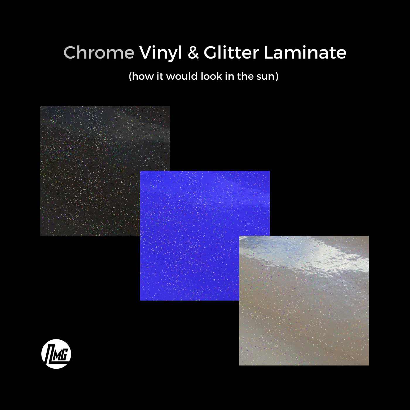 Chrome vinyl with glitter laminate