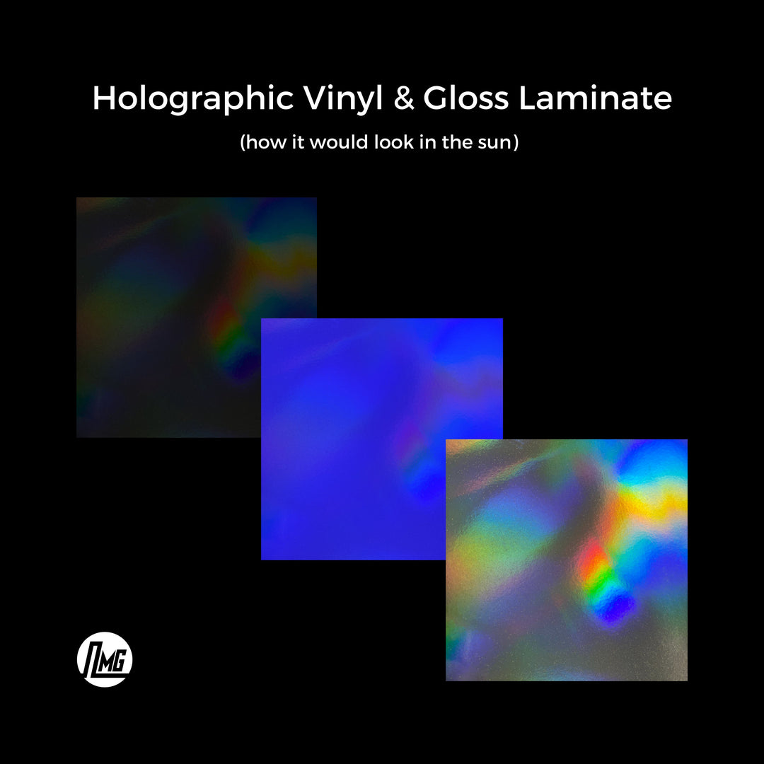 Holographic vinyl with gloss laminate