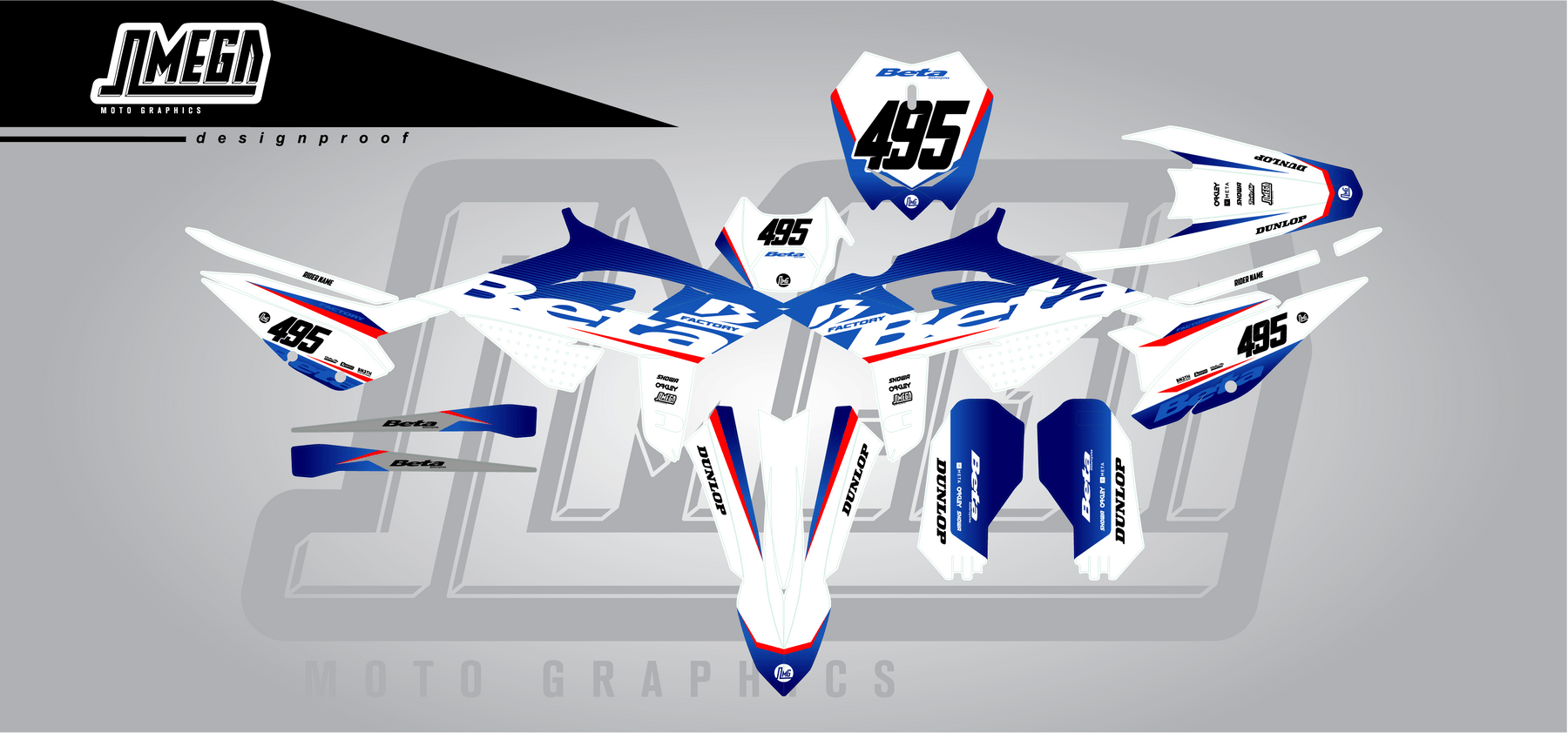 Beta Factory Racing Graphics Beta White Factory Graphics Kit | Motocross Decals – Omega Moto Graphics