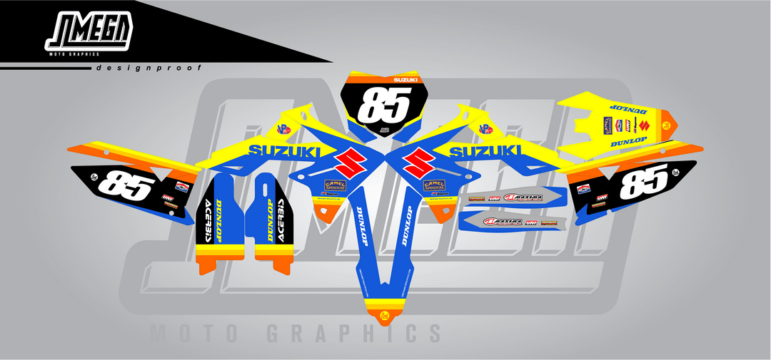 Suzuki Blue Retro Graphics Kit