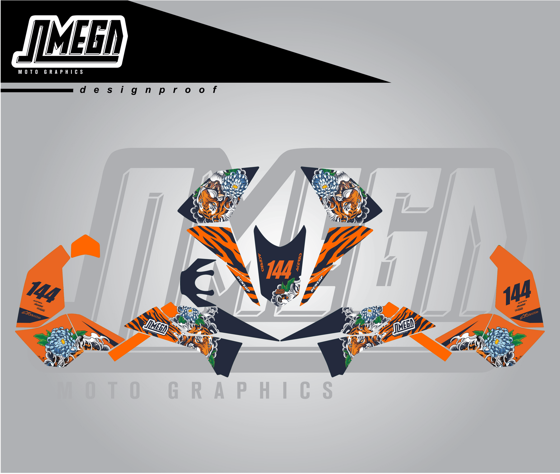 Tiger Quad Graphics Kit | ATV Graphics Kit – Omega Moto Graphics