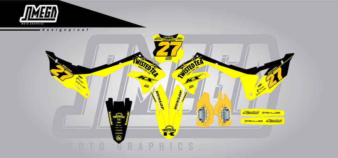 kawasaki kx kxf twisted tea replica graphics kit