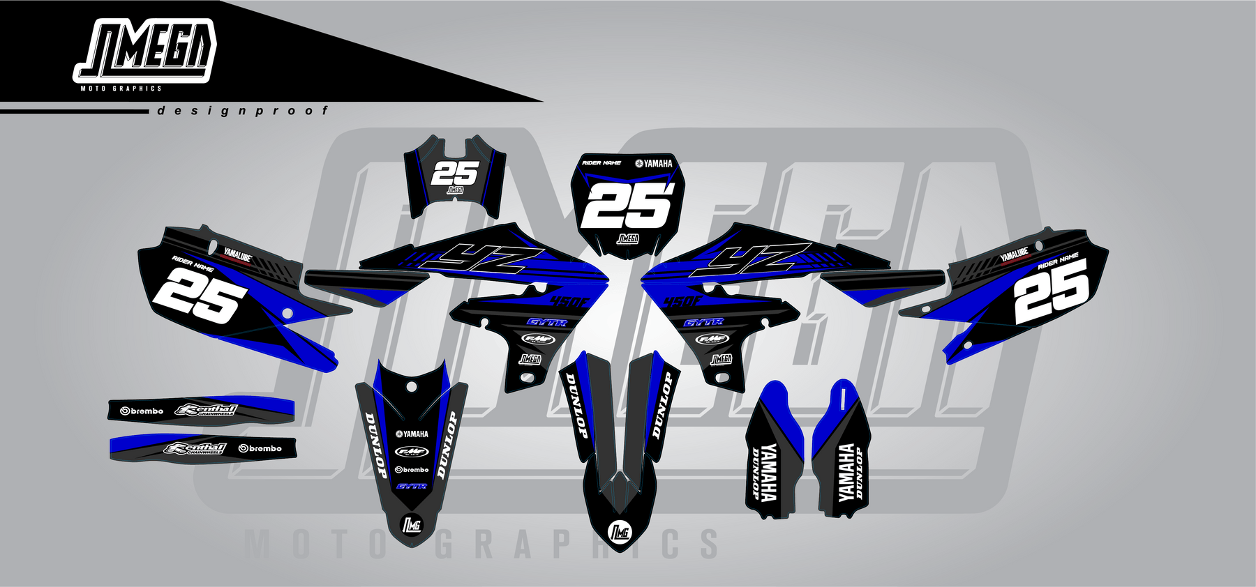 Yamaha YZ YZF Black Factory Graphics Kit | Omega Moto Graphics