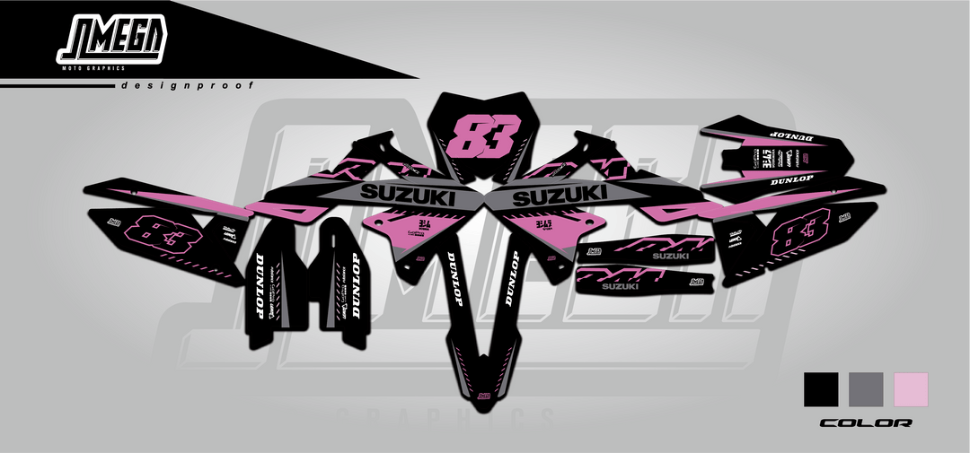 suzuki rm rmz pink and black graphics kit