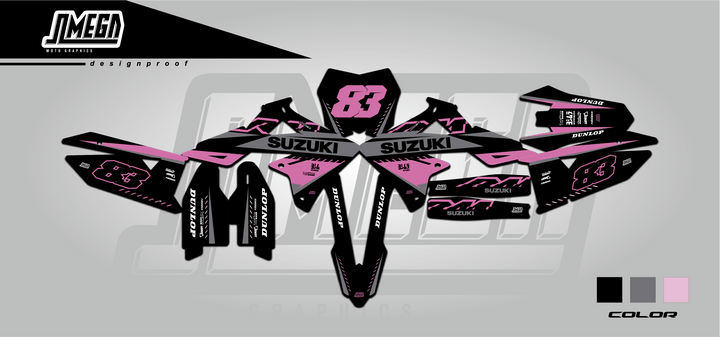 suzuki rm rmz pink and black graphics kit