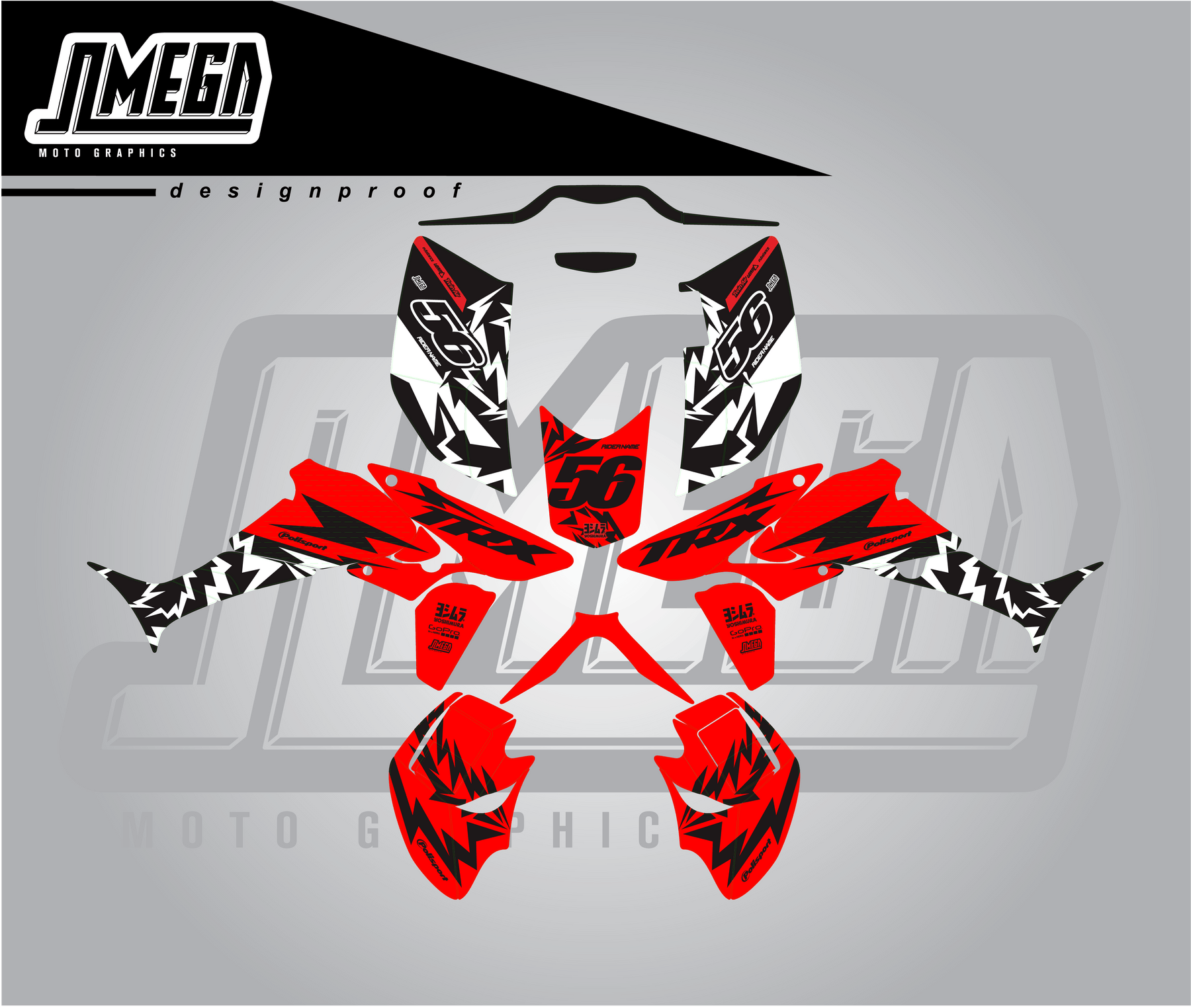 Red Thunder Quad Graphics Kit | ATV Graphics Kit – Omega Moto Graphics