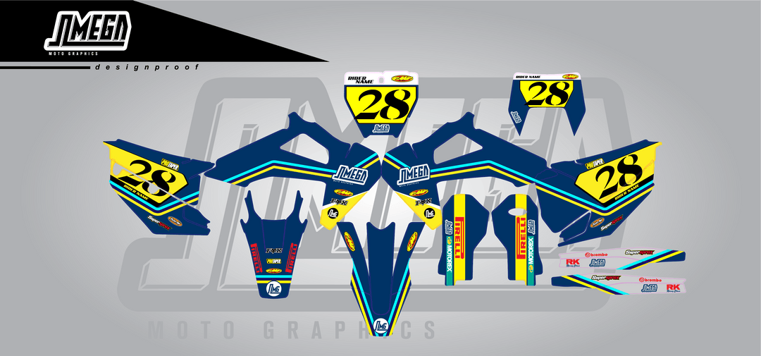 Husky Blue Retro Graphics Kit