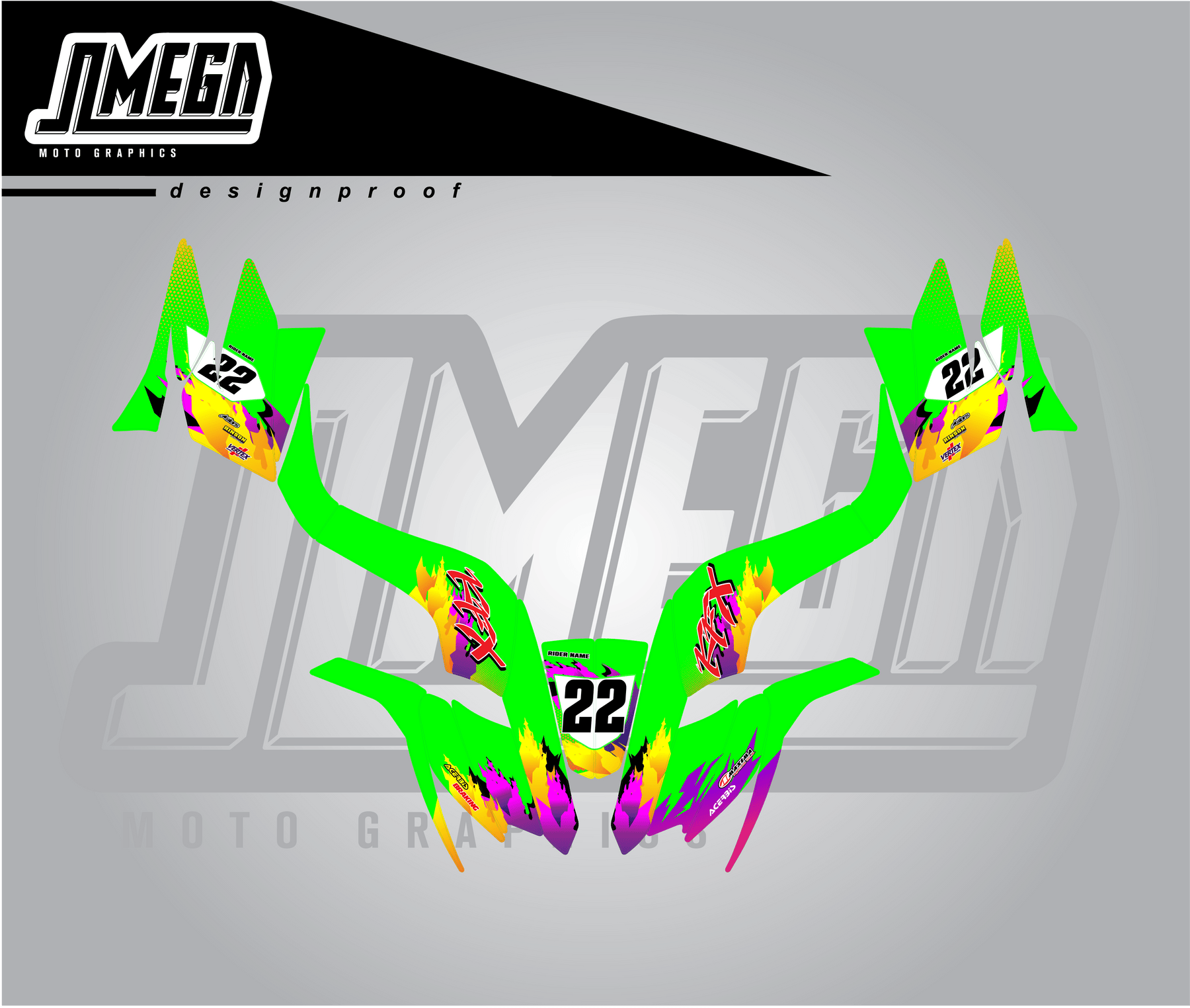 Yellow Quad/graphics Old School Quad Graphics Kit | Quad & ATV Stickers – Omega Moto Graphics