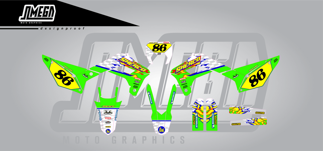 Sherco Green Retro Graphics Kit