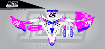 Kawasaki Pink/Blue Retro Graphics kit