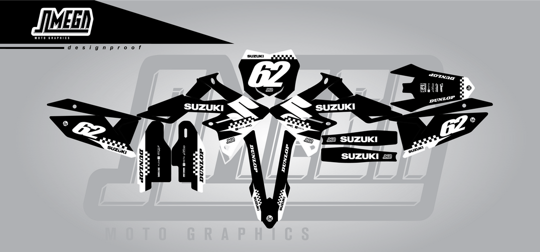 Suzuki Black Retro Graphics Kit