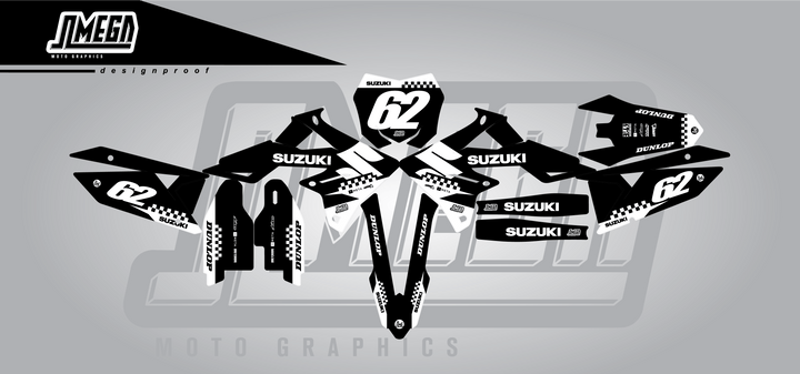 Suzuki Black Retro Graphics Kit