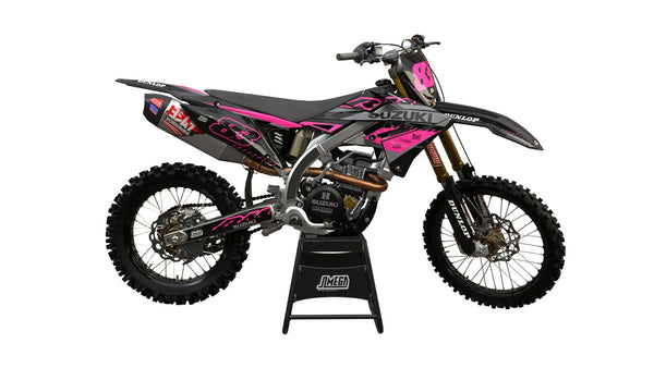 Suzuki Pink and Black Graphics Kit | Motocross Decals – Omega Moto