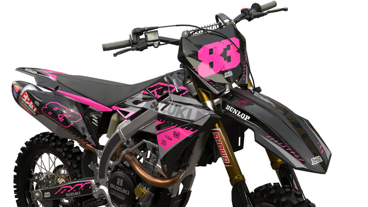 suzuki rm rmz pink and black graphics kit