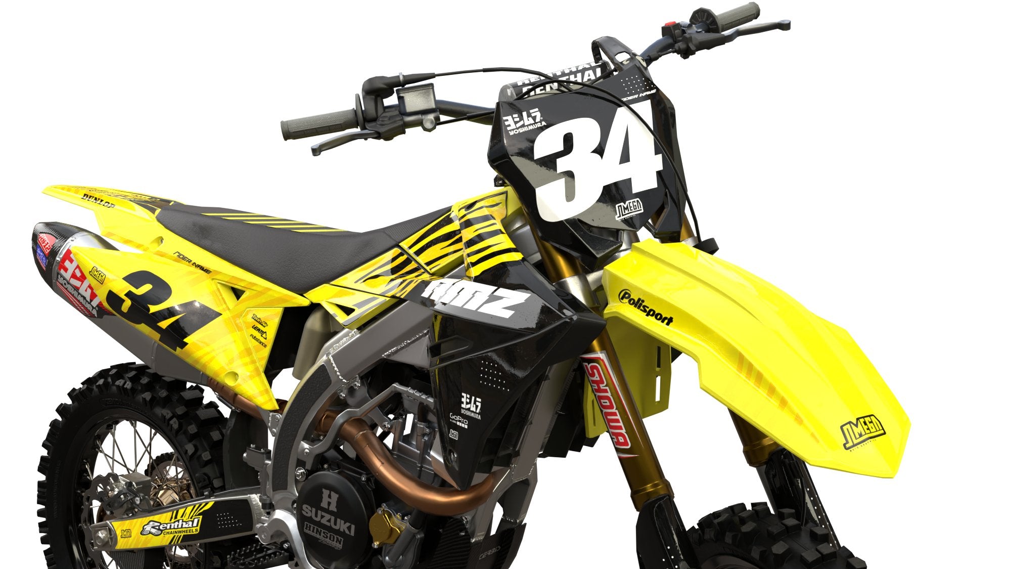 Suzuki Tiger Stripes Graphics Kit | MX Graphics – Omega Moto Graphics