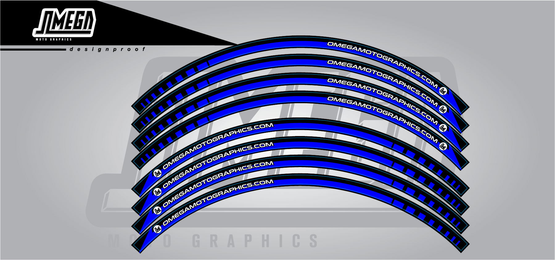 Reverse Rim Sticker Blue Rim Stickers - Design 2 | Dirt Bike Rim Decals – Omega Moto Graphics