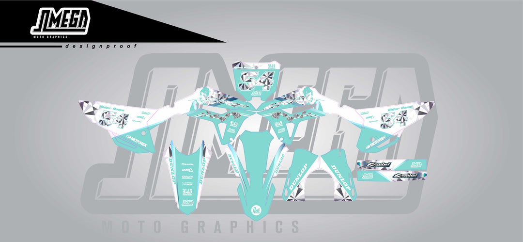 Tiffany blue dirt bike graphics kit