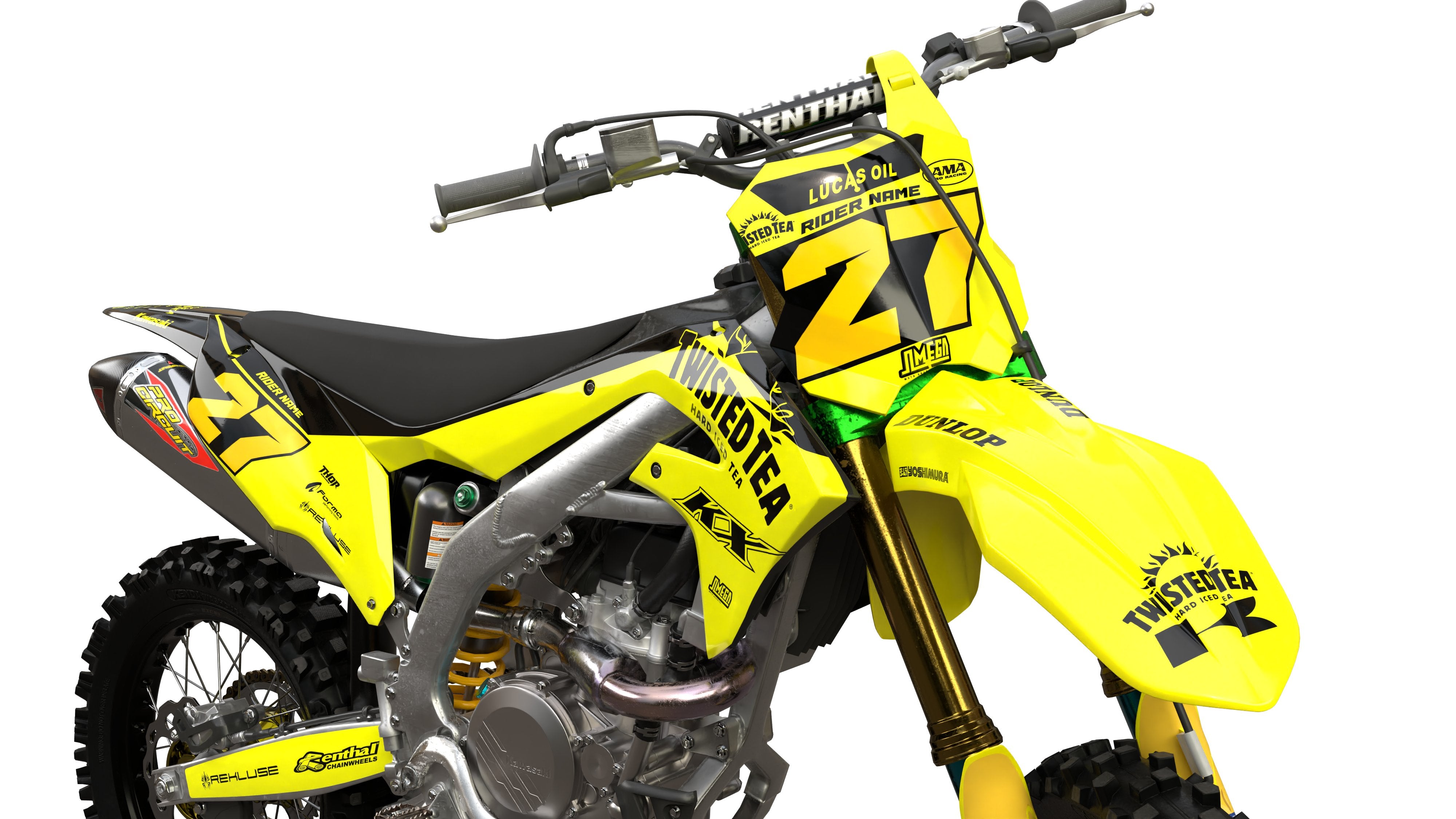 Kawasaki KX KXF Twisted Tea Replica Graphics Kit | Omega Moto Graphics