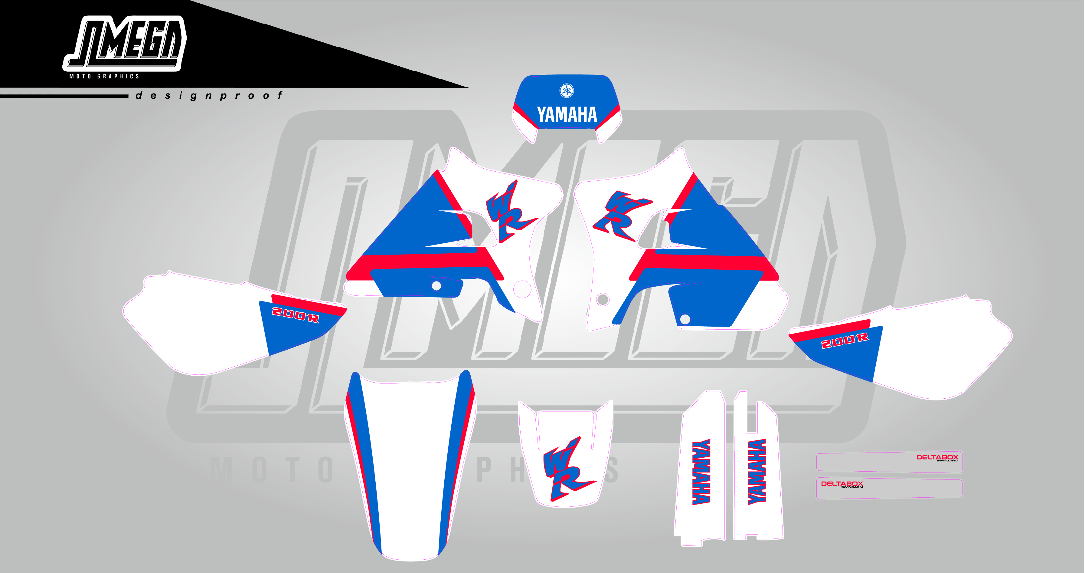 Yamaha WR200 Graphics Blue and Red | Motocross Decals – Omega Moto Graphics