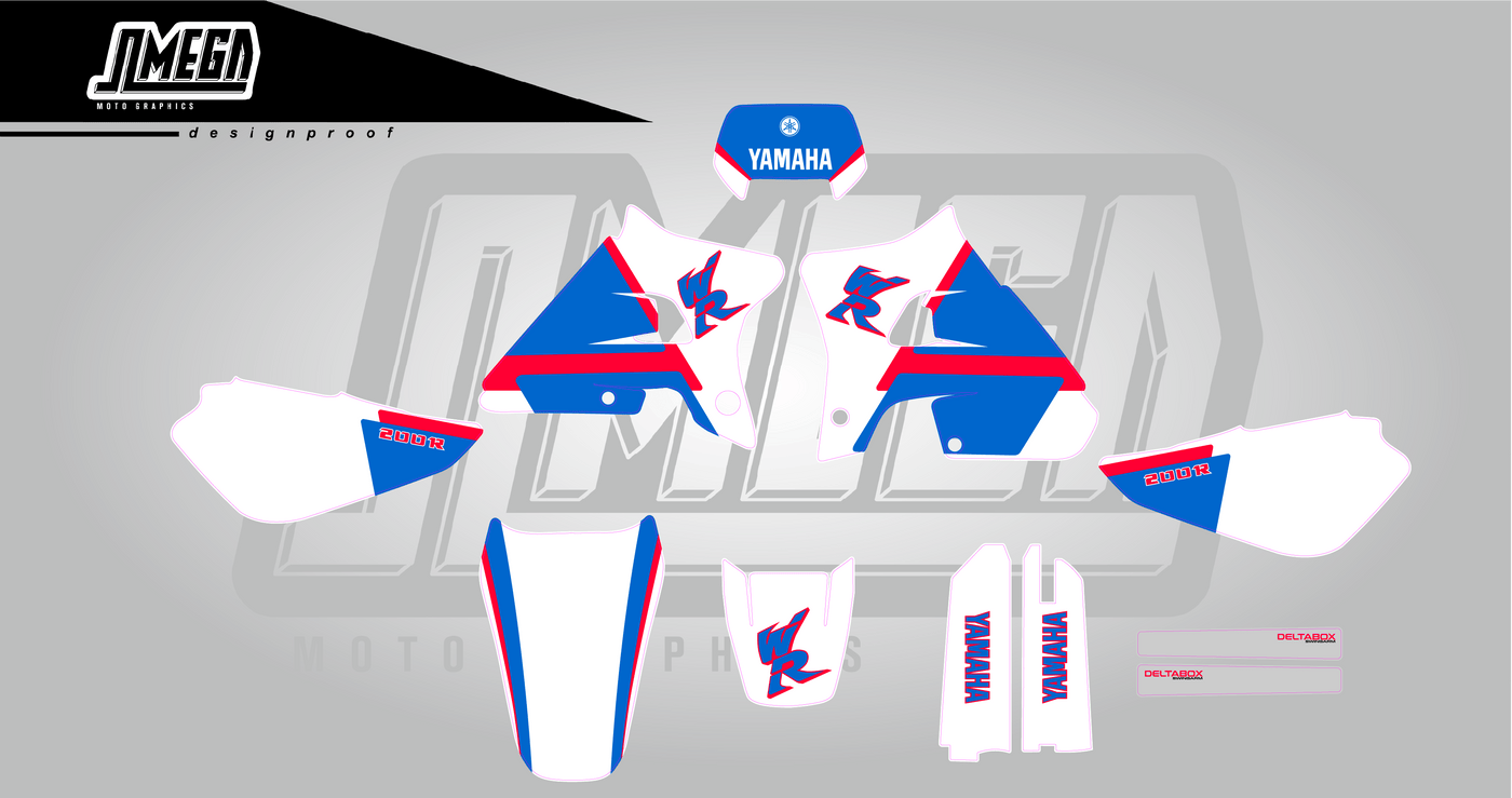yamaha wr200 graphics blue and red