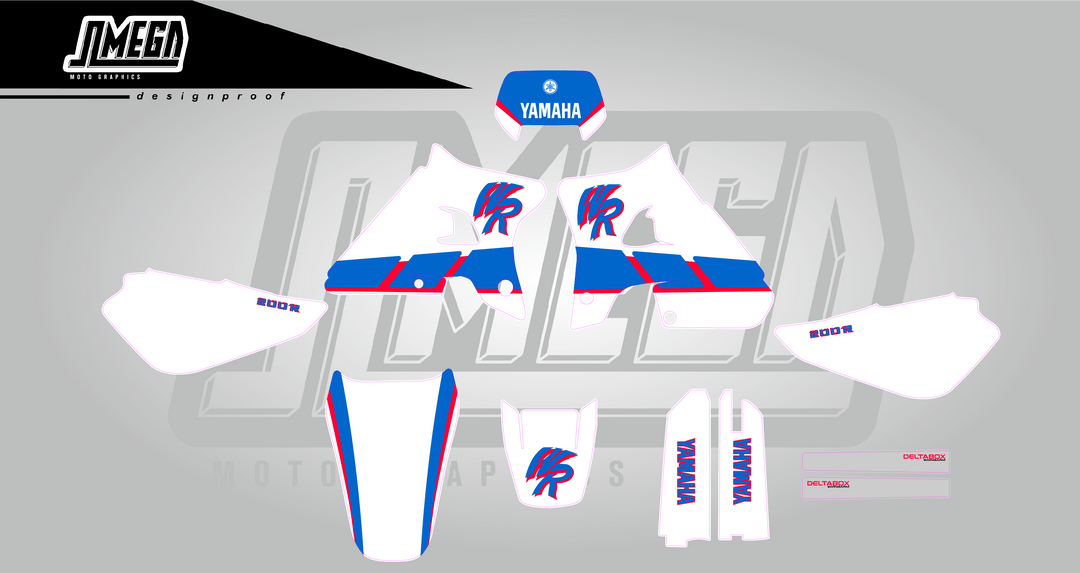 yamaha wr200 graphics white and blue