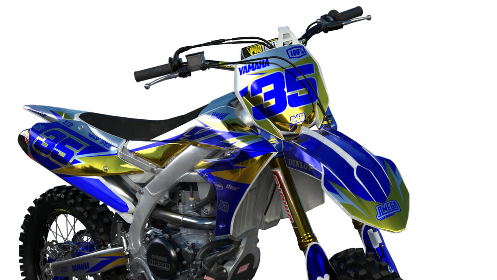 yamaha yz yzf  graphics gold and blue kit