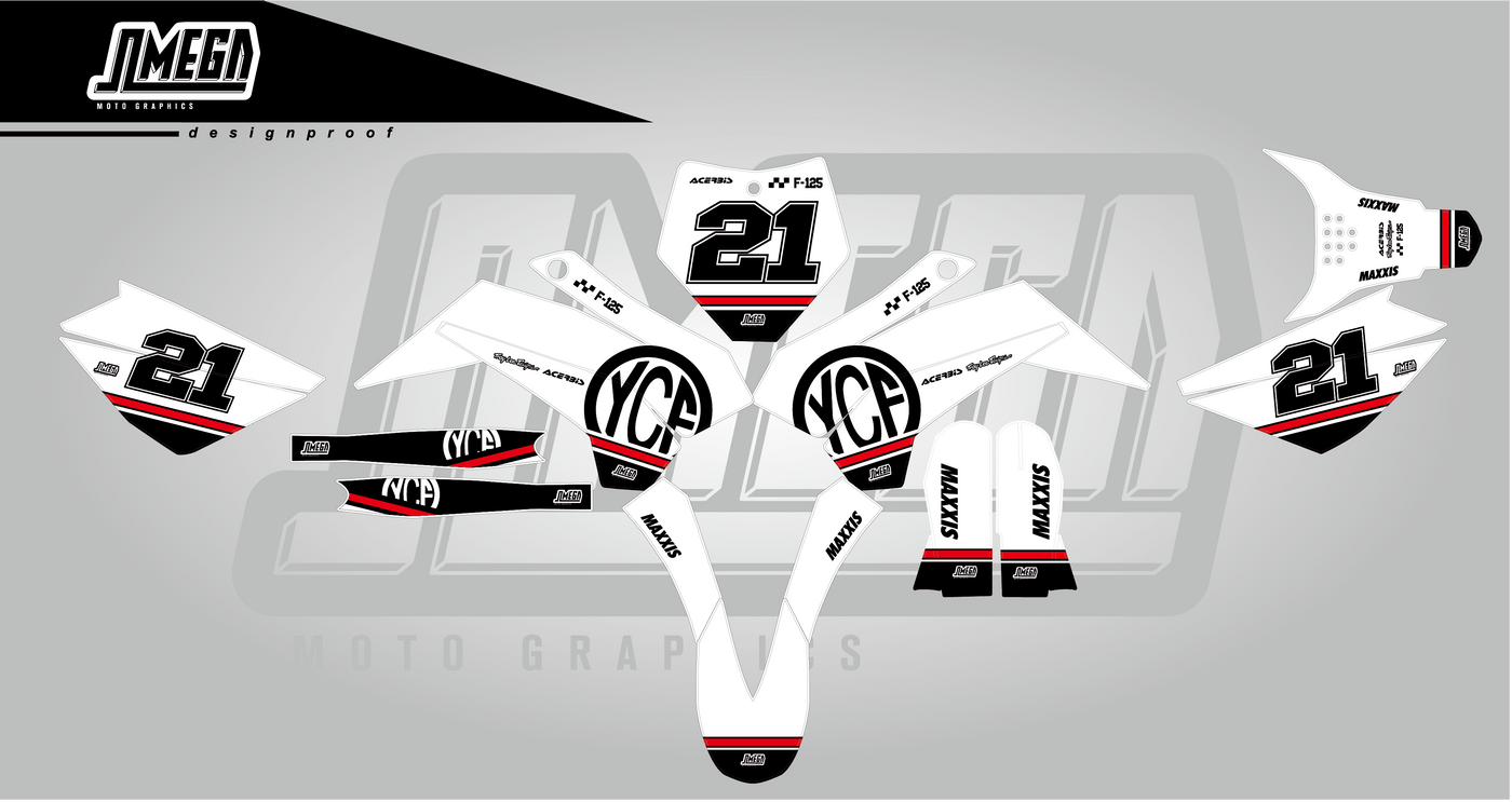 ycf racing red graphics kit