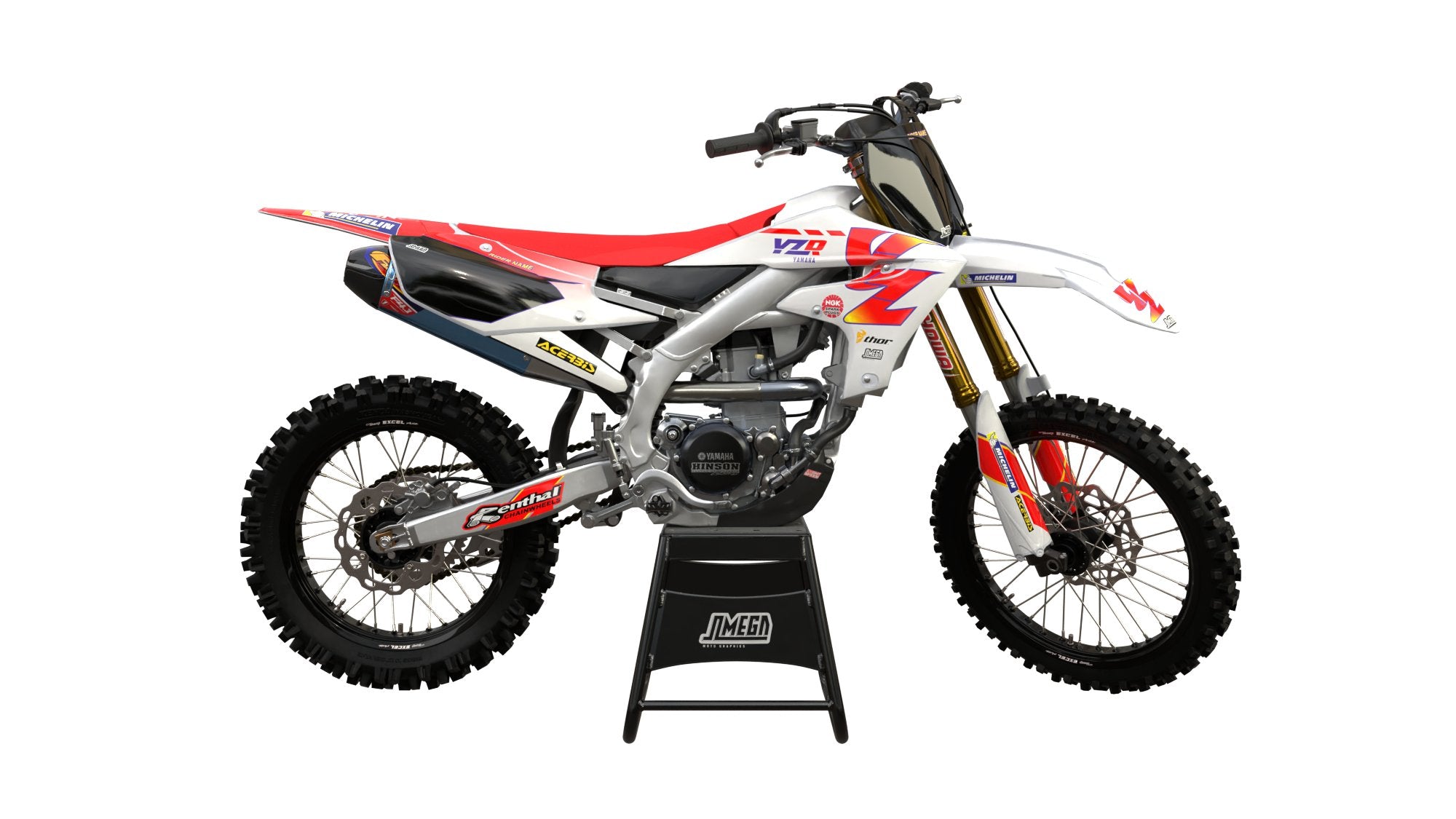 Yamaha YZ YZF 90's Retro White Graphics Kit | Omega Moto Graphics