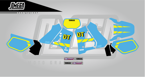 Yamaha DT200R Original Graphics (Blue and Yellow)