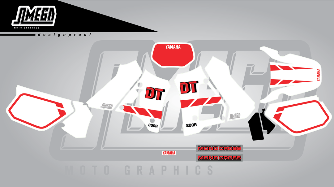 yamaha dt200r graphics white and red