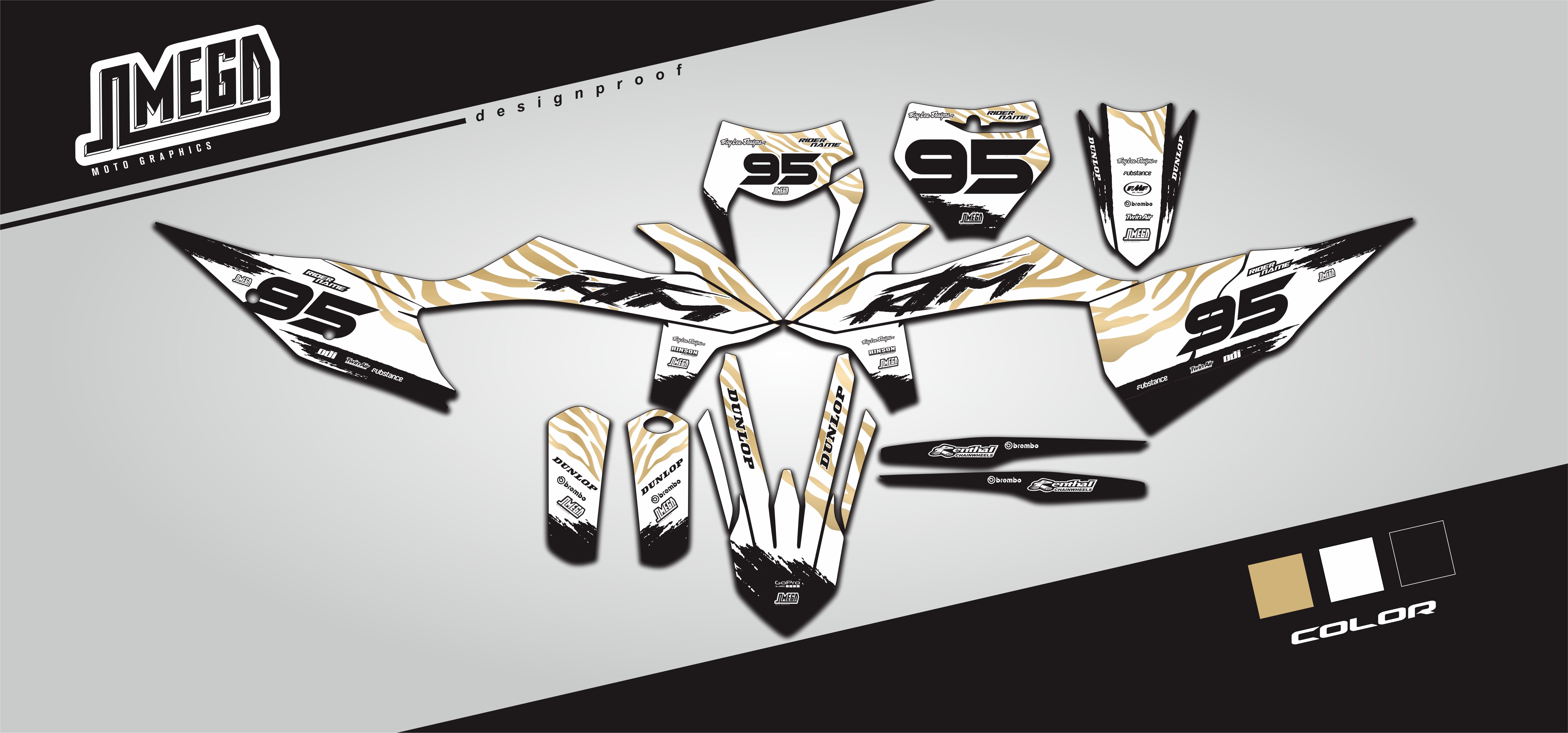 Gold Zebra Graphics Kit | MX Sticker Kit – Omega Moto Graphics
