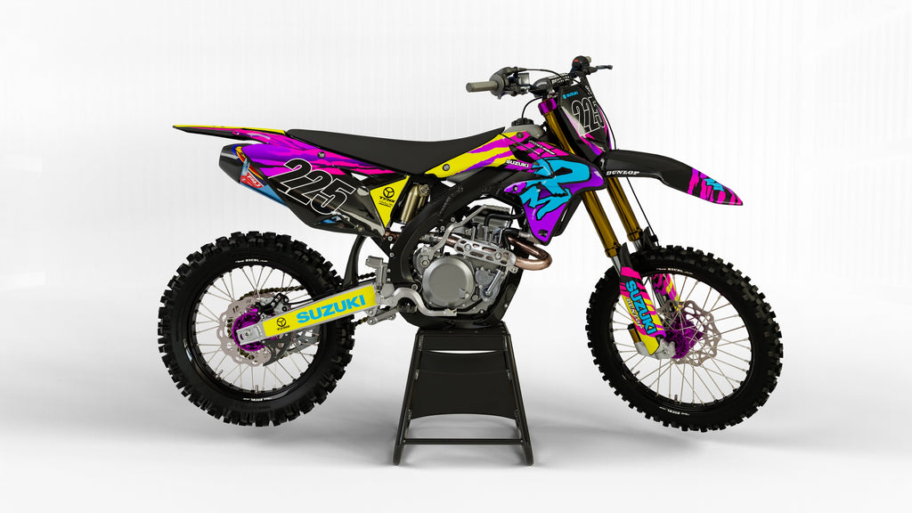 Suzuki Retro 90's Factory Graphics Kit | Motocross Decals – Omega