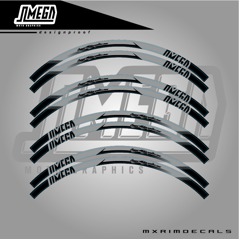 Mx Rim Graphics Black Rim Stickers - Design 1 | MX Rim Stickers – Omega Moto Graphics