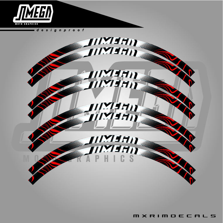 Red Rim Stickers Red Rim Stickers - Design 3 | Dirt Bike Rim Decals – Omega Moto Graphics