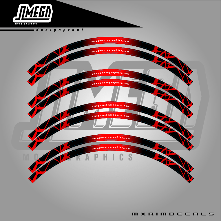 Red Rim Stickers Red Rim Stickers - Design 2 | Wheel Rim Decals – Omega Moto Graphics