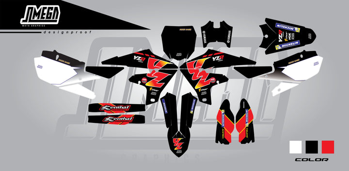 yamaha yz yzf 90's retro black graphics kit